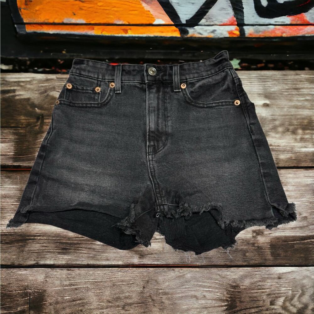 American Eagle Womens Shorts Sz 000 23 W Black Highest Rise 90s Boyfriend Denim